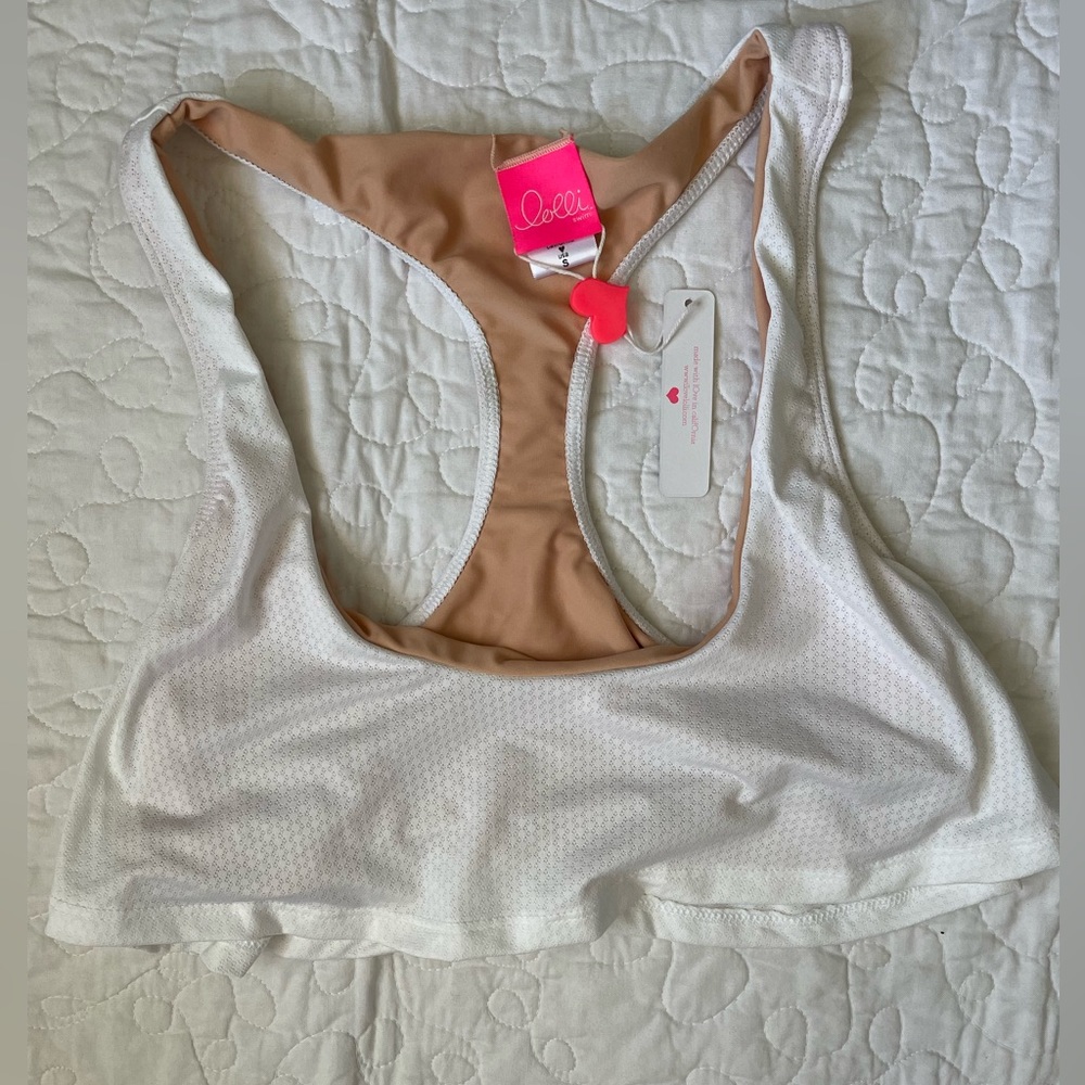 NWT Lolli White Racerback Bikini Top